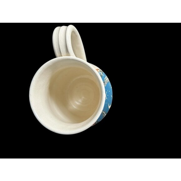 2 Vintage Moon & Star Art Pottery Hand Thrown Painted Incised Artist Signed Mugs - Picture 5 of 13